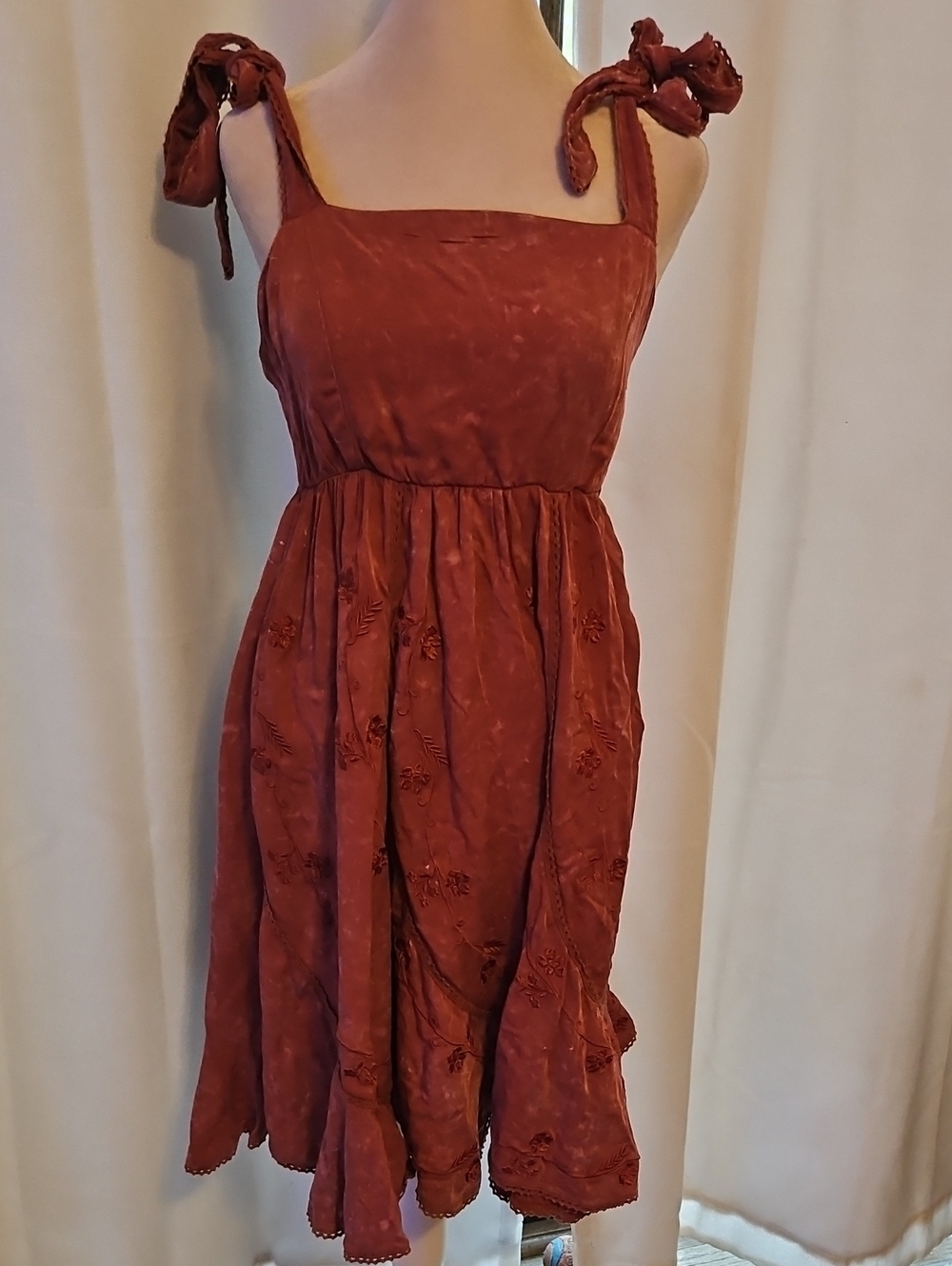 Wild Moss Midi Sundress Size Small Rose Pink Embroidered